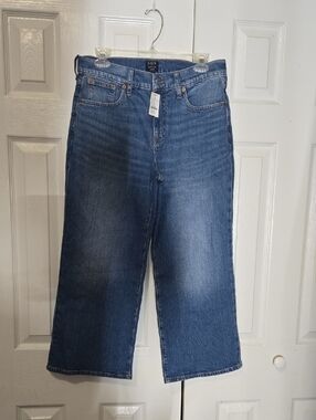 NEW J. Crew Wide-Leg Crop Women's Jeans in Medium Blue Wash Petite 29P